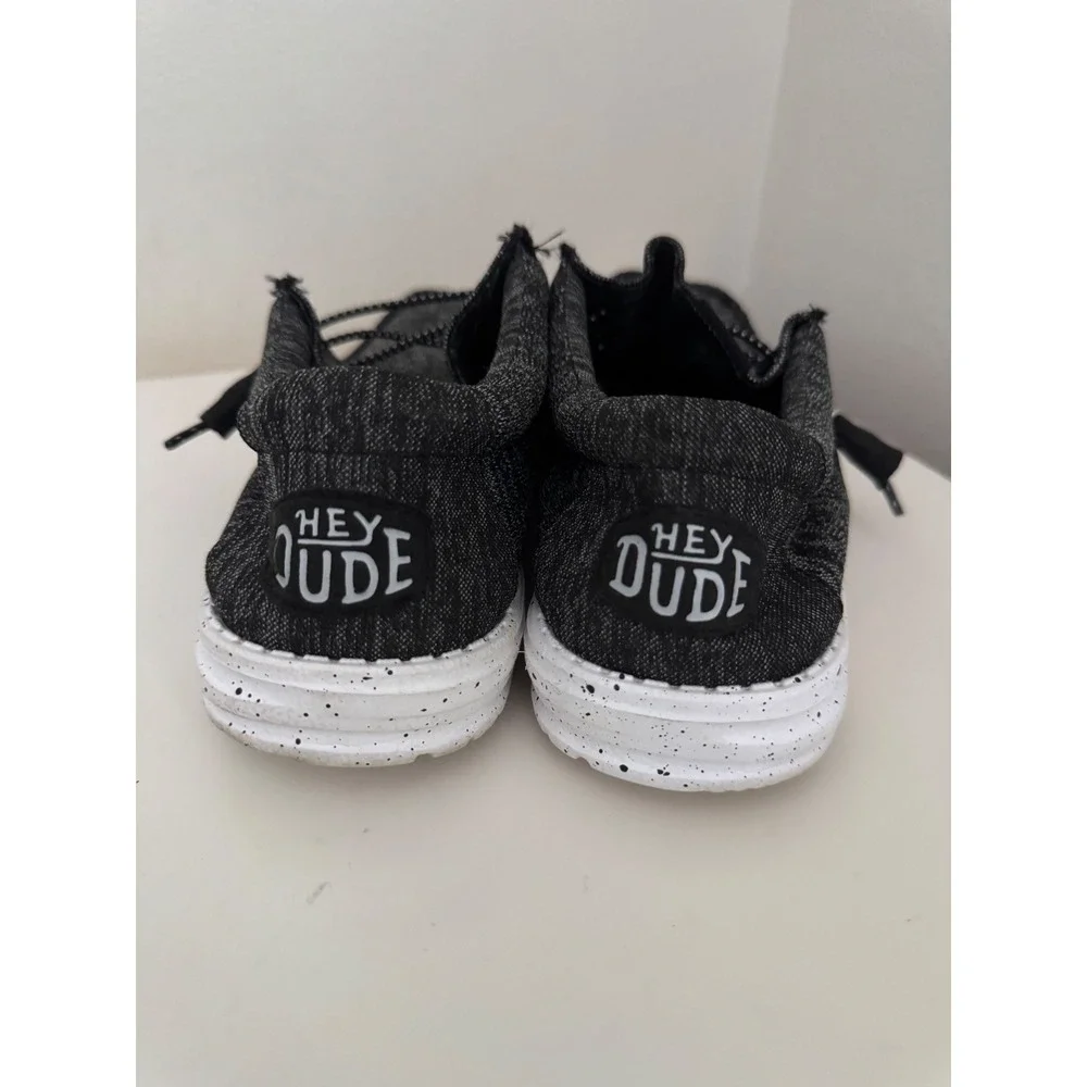 Hey Dude Wally Sport Knit Mens 8 Black White Slip On Loafers 40536-066
